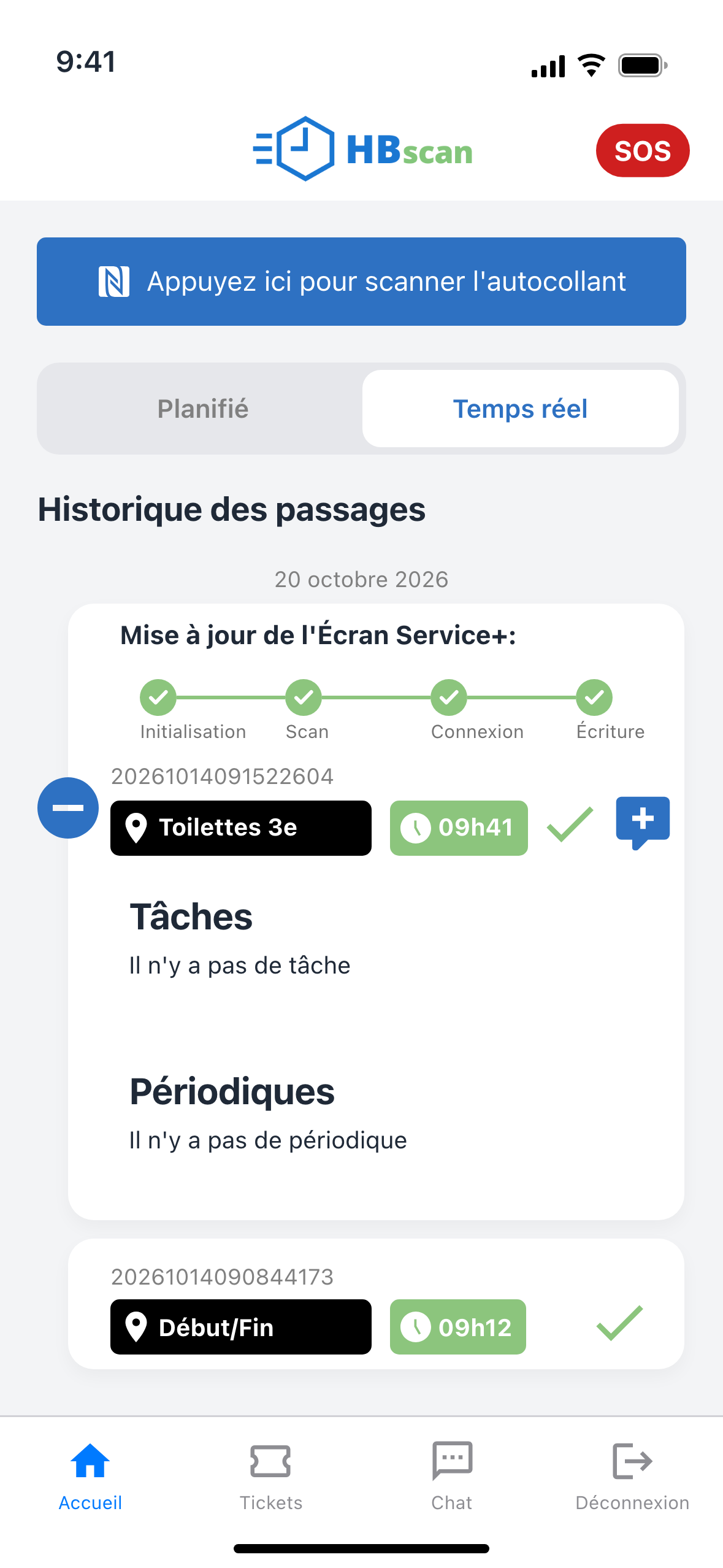Capture: même carte une fois la mise à jour terminée; les quatre étapes Initialisation, Scan, Connexion et Écriture sont cochées en vert.
